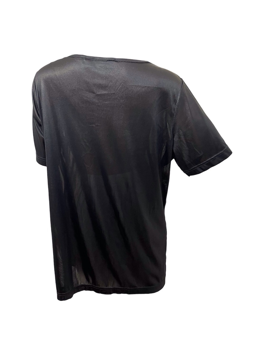 Roaman's Black Transparent Black OversizeWomen's Tunic Top with Short Sleeves, M - Picture 4 of 11